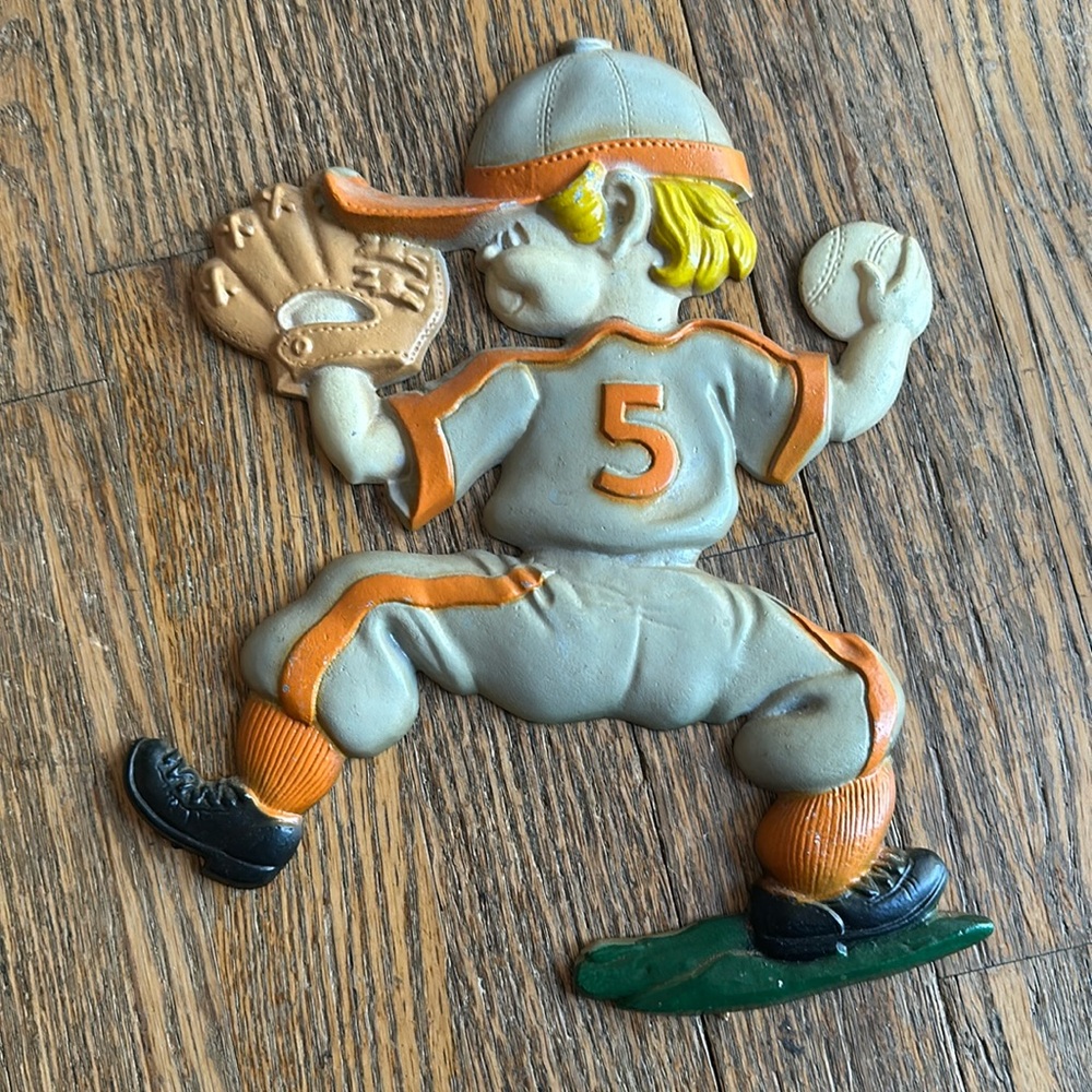 Vintage 1970's Sexton Baseball Player Metal
Wall Hanging